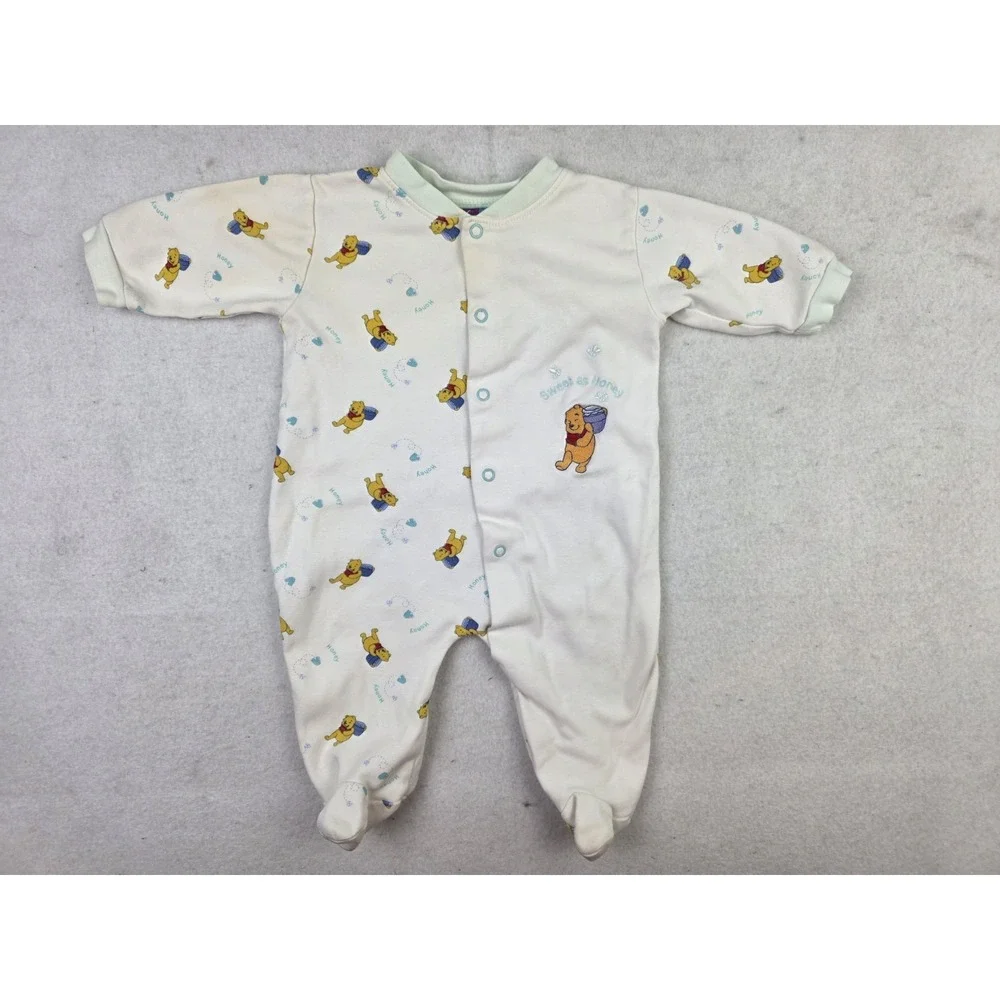 Vintage Winnie The Pooh Sweet As‎ Honey Sleeper 3-6m Footies Embroidered Logo